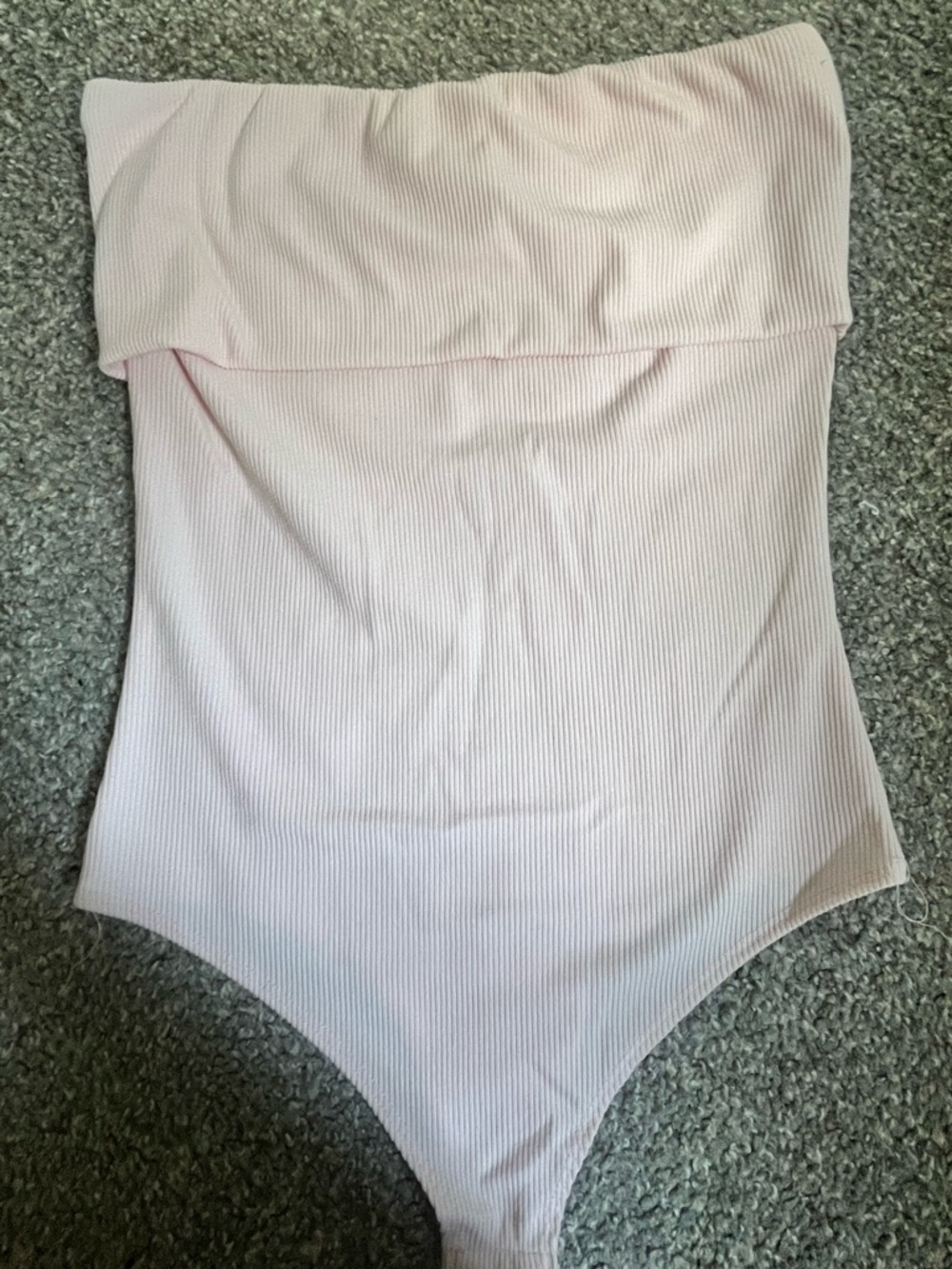 Light Pink Ribbed Strapless Bodysuit - Picture 4 of 5